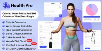 Health Pro - Calorie Water Intake BMI Calculator with Chatbot Assistant WordPress Plugin